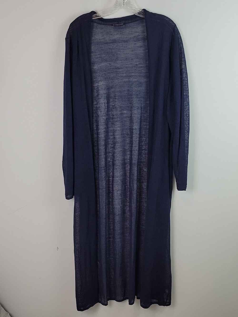 Eileen Fisher hemp navy blue open front duster cardigan size 2X